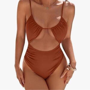 Blooming Jelly Women's High Waisted Monokini in Brown